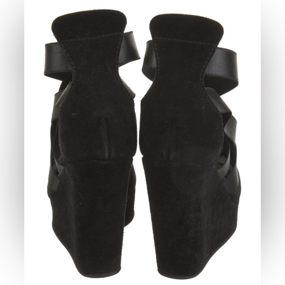 Pedro Garcia Black Suede Wedge Sandals sz 7 ex condition - Picture 4 of 6